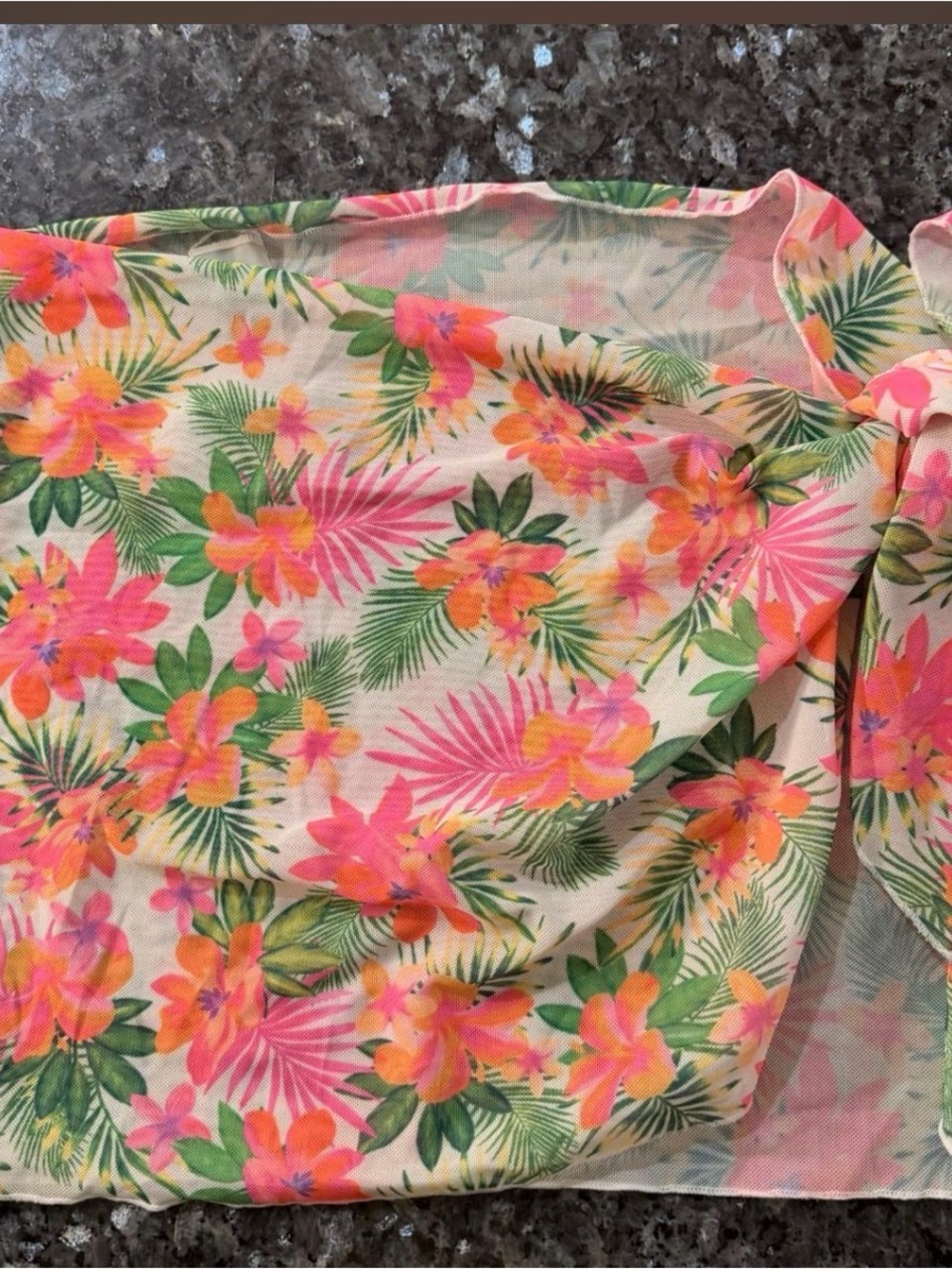 Tropical Floral Sheer Cover-Up - Pink, Orange & Green